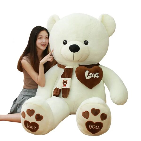 Scarf Teddy Bear Plush Toy – Big Teddy Bear Plush Stuffed Animal, Brown Giant Love Heart Plush Toy - Image 3