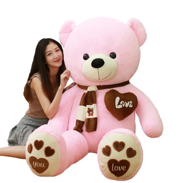 Scarf Teddy Bear Plush Toy – Big Teddy Bear Plush Stuffed Animal, Brown Giant Love Heart Plush Toy - Image 4