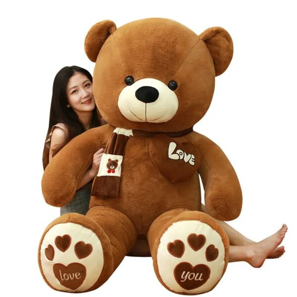 Scarf Teddy Bear Plush Toy – Big Teddy Bear Plush Stuffed Animal, Brown Giant Love Heart Plush Toy - Image 5