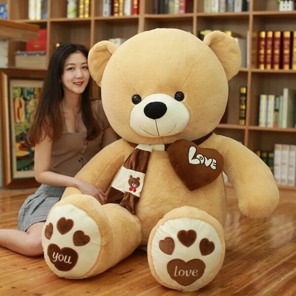 Scarf Teddy Bear Plush Toy – Big Teddy Bear Plush Stuffed Animal, Brown Giant Love Heart Plush Toy - Image 6